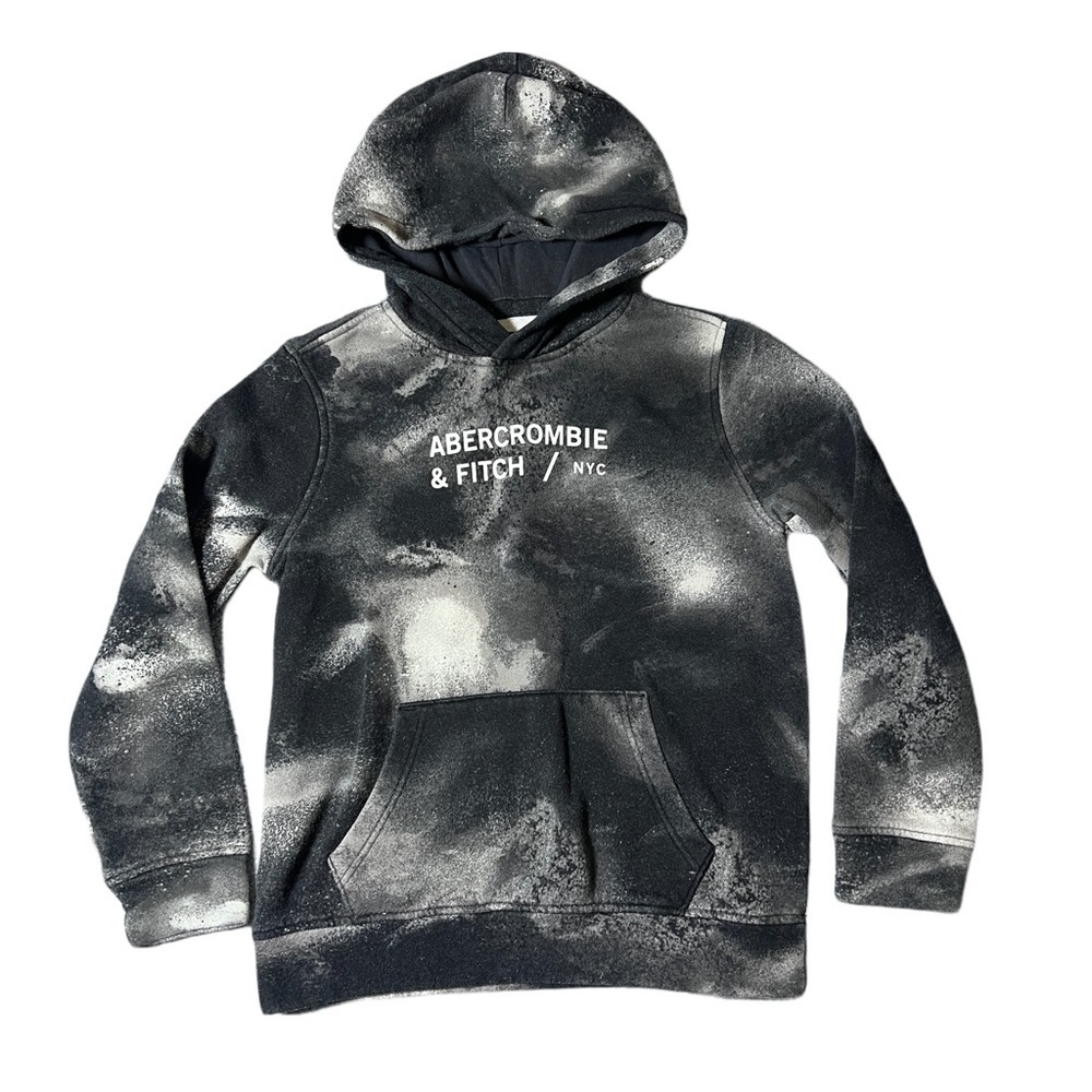 Abercrombie & Fitch Kids Hoodie Bleach Splatter Black Gray 11/12